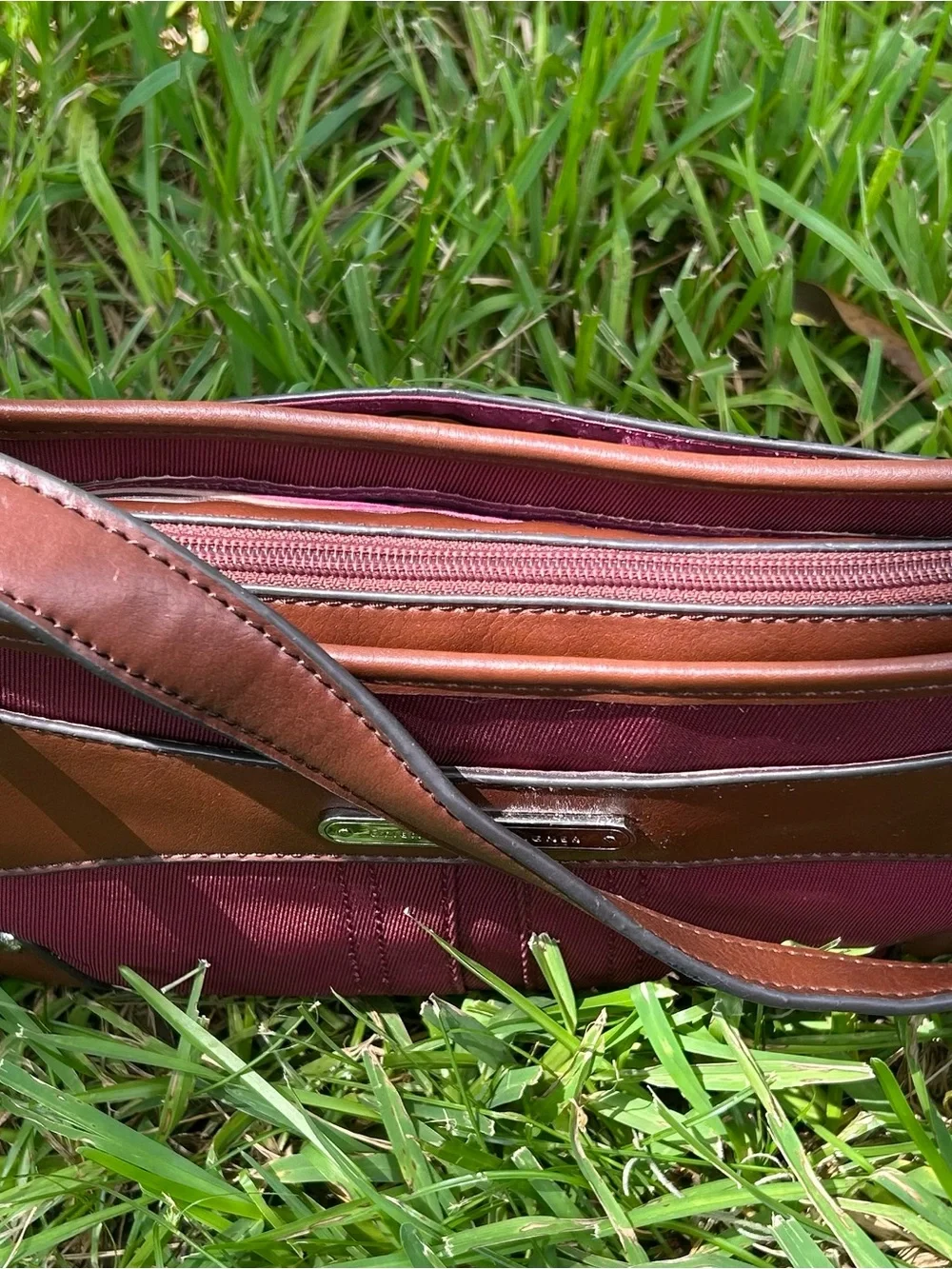 Vintage Etienne Aigner Burgundy and Brown Shoulder Bag